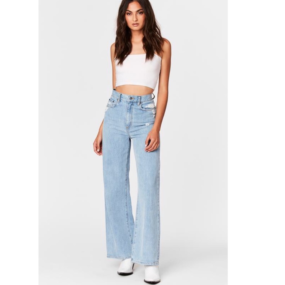 NEW LF Carmar rigid denim high rise wide leg jeans